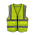 Reflective Stirps Yellow Safaty Labour Worker Vest with Zipper Pocket